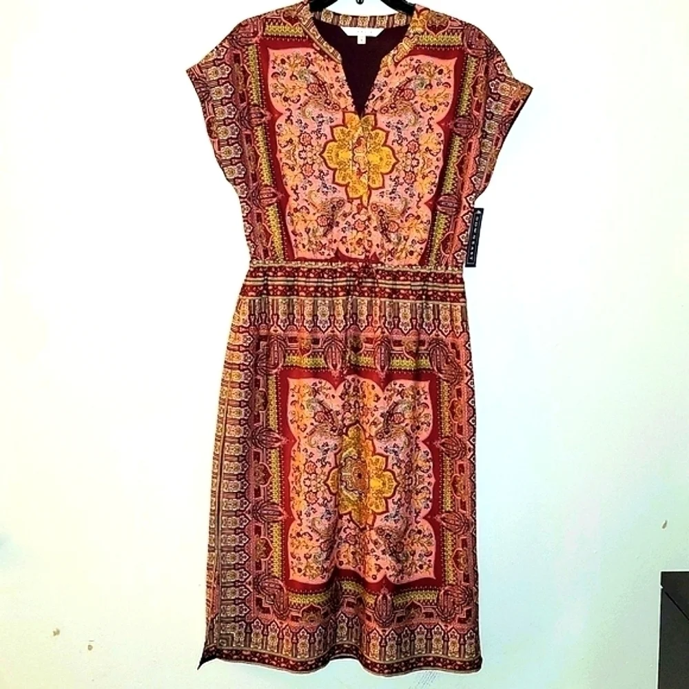 DownEast Marrekech dress Paisley silky small Indy Boho viscose blend